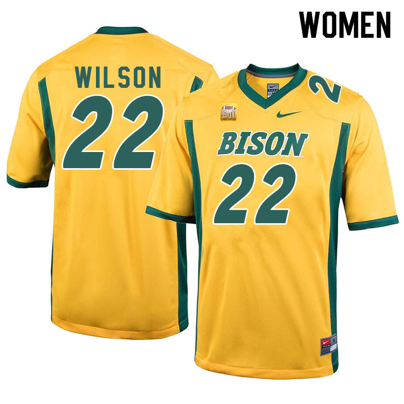Women #22 Seth Wilson North Dakota State Bison College Football Jerseys Sale-Yellow - Click Image to Close